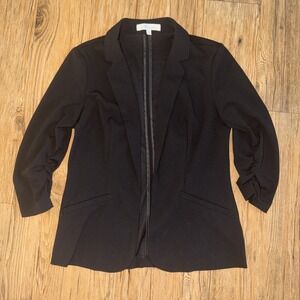 89th + Madison Petite Small Open Front Blazer Black 3/4 Sleeve I